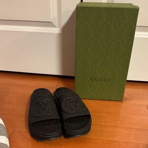 Gucci Black Logo Slide Sandals